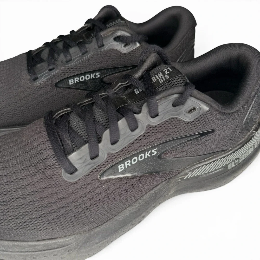 Brooks Glycerin GTS 21 Shoes Mens 8 EE Wide(2E) Triple Black Running 1104202E020
